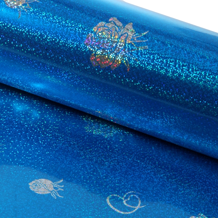 Пленка голография "Букет", синий, 70 х 100 см