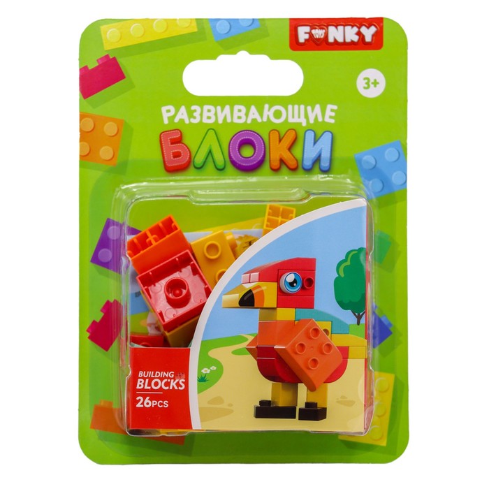 Конструктор детский Funky Toys «Попугай», с крупными блоками, 26 деталей