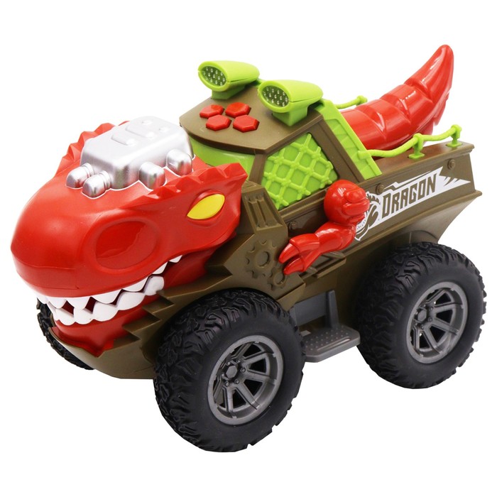 Машинка инерционная Funky Toys «Красный Тираннозавр», со светом и звуком