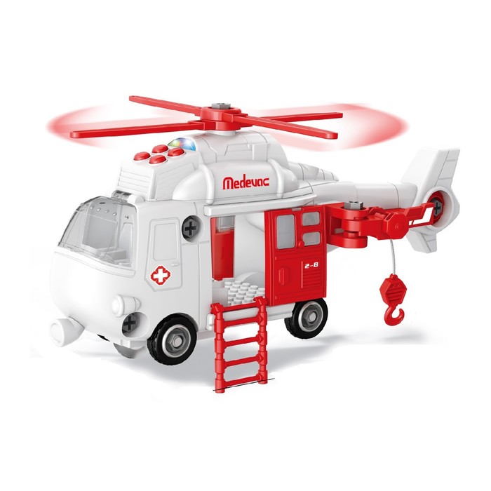 Спасательный вертолет-конструктор Funky Toys, свет, звук, 32 см цена и фото