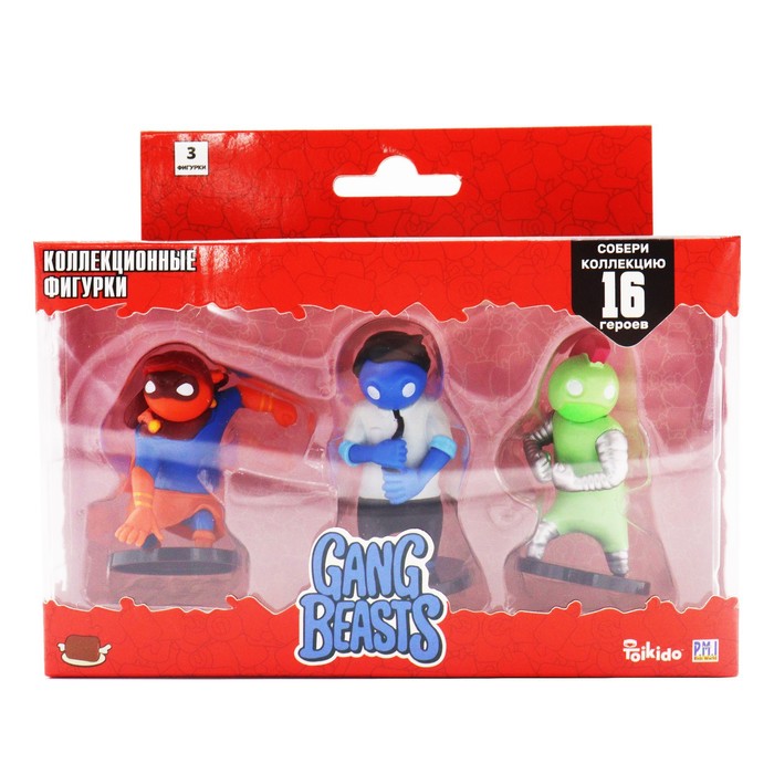 

Набор фигурок Gang Beasts, с синим героем в рубашке, 3 шт