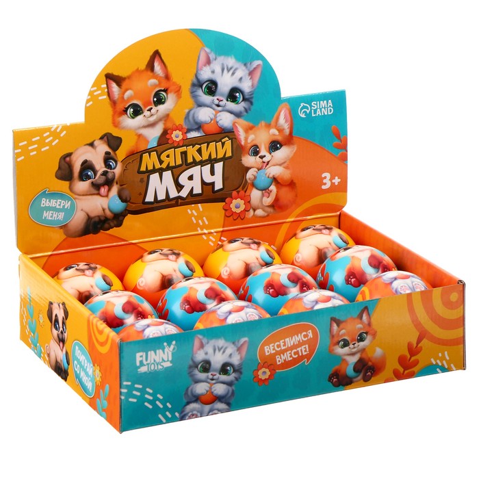 фото Мягкий мячик "твои друзья" 6,3см , в шоубоксе funny toys