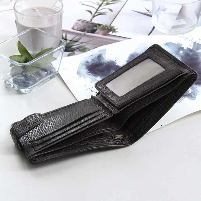 Кошелёк мужской "Карл", 3 отдела, отдел для кредиток, цвет кофейный