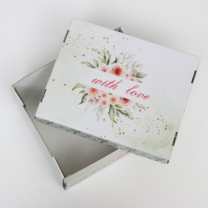 фото Складная коробка "розы алые", 31,2 х 25,6 х 16,1 см набор 2 шт