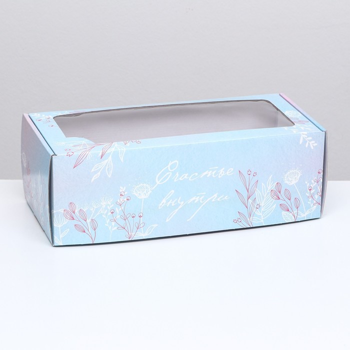 Коробка самосборная, с окном, Цветочные кружева 16 х 35 х 12 см набор 5 шт