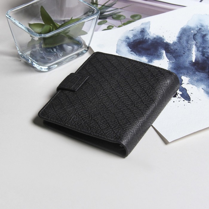 Кошелёк мужской "Карл", 3 отдела, отдел для кредиток, цвет чёрный