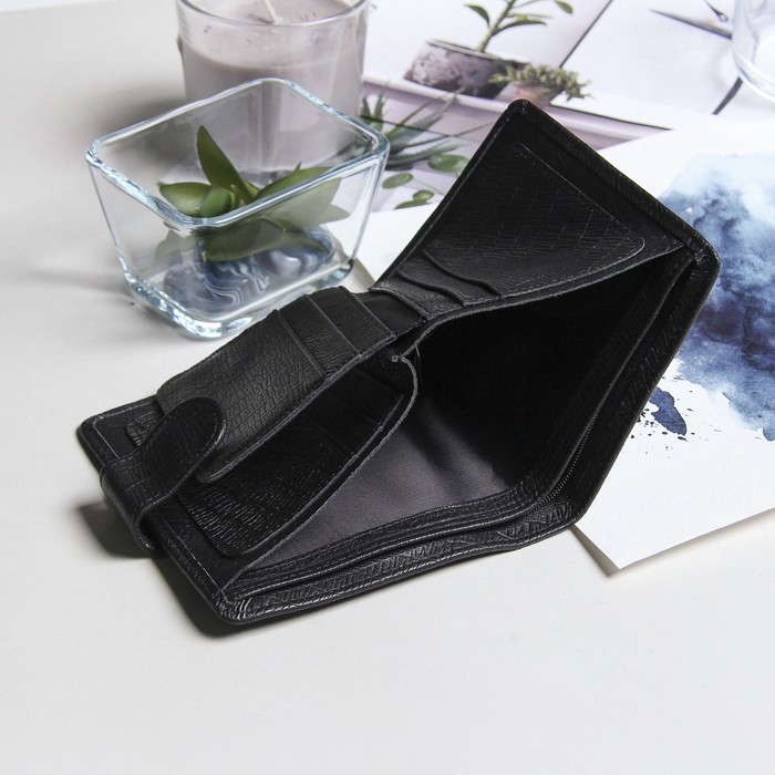 Кошелёк мужской "Карл", 3 отдела, отдел для кредиток, цвет чёрный