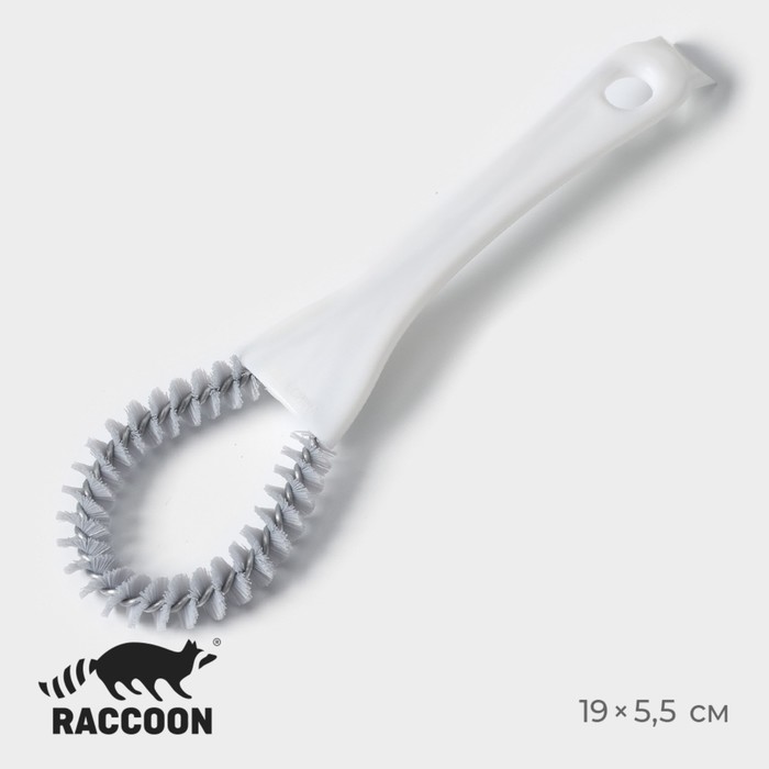 Щётка для чистки посуды и решёток-гриль Raccoon, круг, 19×5,5х2 см, цвет белый щётка для решёток гриль 18