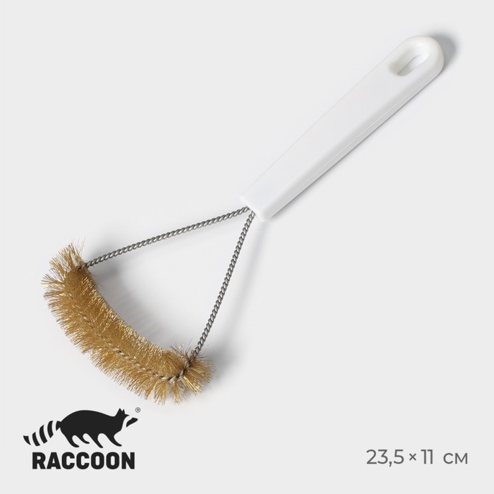 щётка для чистки посуды и решёток гриль доляна 23 5×11 см с металлической щетиной Щётка для чистки посуды и решёток-гриль Raccoon, металлической щетина, 23,5×11 см, цвет белый