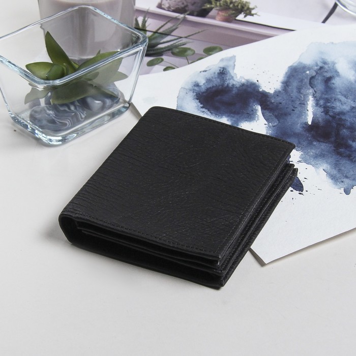 Кошелёк мужской "Карл", 3 отдела, отдел для кредиток, цвет чёрный