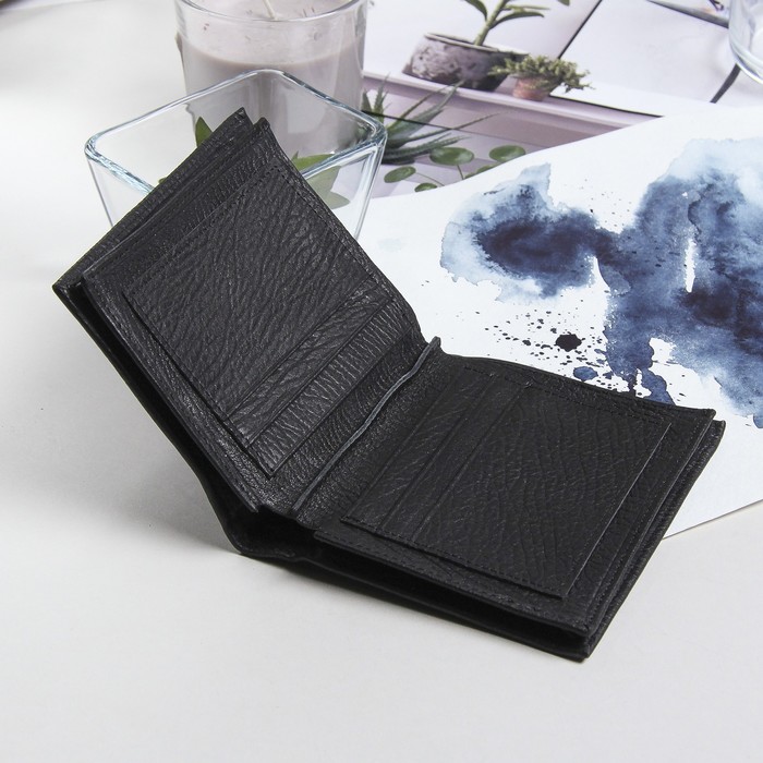 Кошелёк мужской "Карл", 3 отдела, отдел для кредиток, цвет чёрный