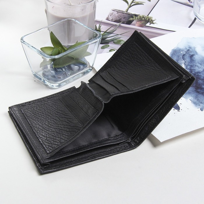 Кошелёк мужской "Карл", 3 отдела, отдел для кредиток, цвет чёрный