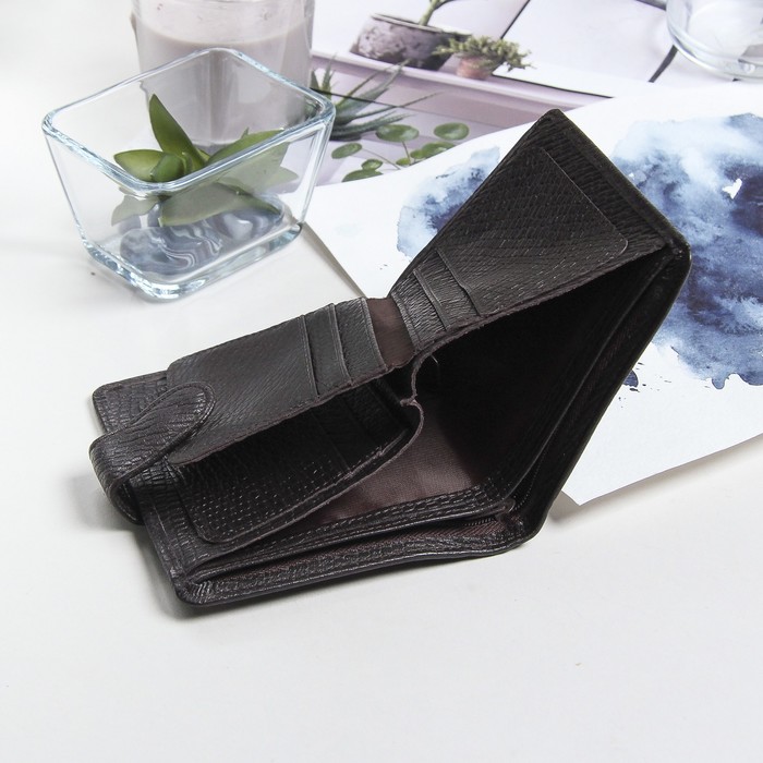 Кошелёк мужской "Карл", 3 отдела, отдел для кредиток, цвет кофейный