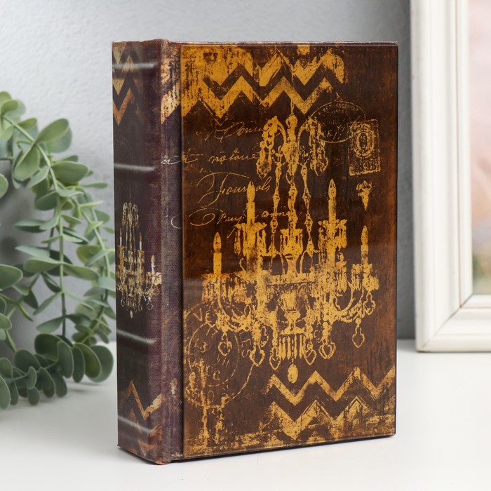 цена Шкатулка-книга дерево кожзам, стекло Хрустальная люстра 4,3х12х18 см