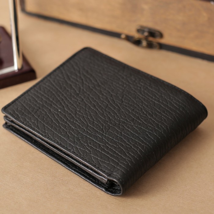 Кошелёк мужской "Карл", 3 отдела, с расширением, отдел для кредиток, цвет чёрный