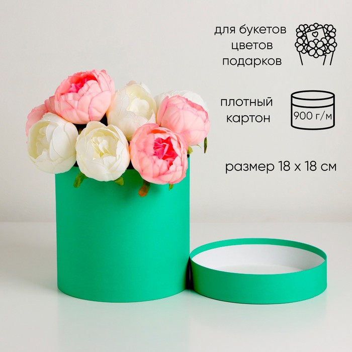 

Шляпная коробка зеленая, 18 х 18 см