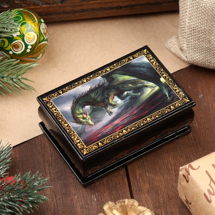 цена Шкатулка - купюрница «Дракон», 6 × 9 см, лаковая миниатюра