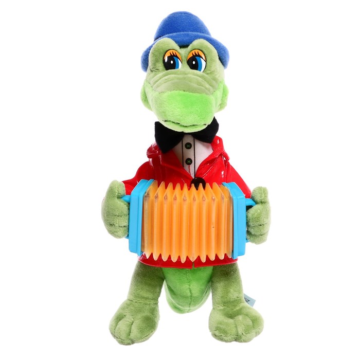 мягкая игрушка крокодил гена с аккордеоном 21 см звук мульти пульти цвет зелёный Мягкая игрушка «Крокодил Гена с аккордеоном», 21 см, звук