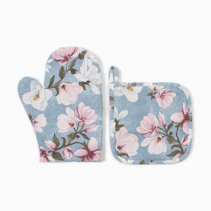 

Набор кух. Доляна "Магнолия": варежка 20х27 см, прихватка 19х19 см, 158 г/м2, 50% хл, 50% пэ