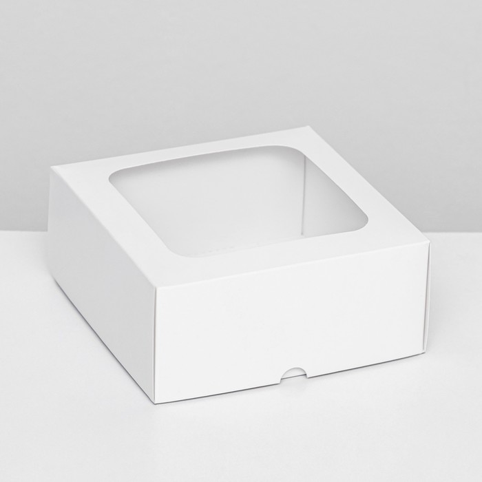 Коробка складная, крышка-дно, с окном, белый, 15 х 15 х 6,5 см, коробка складная крышка дно с окном крафт 15 х 15 х 6 5 см