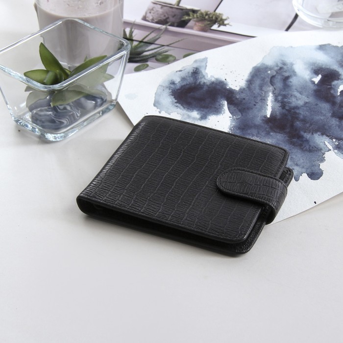 Кошелёк мужской "Карл", 3 отдела, отдел для кредиток, цвет чёрный