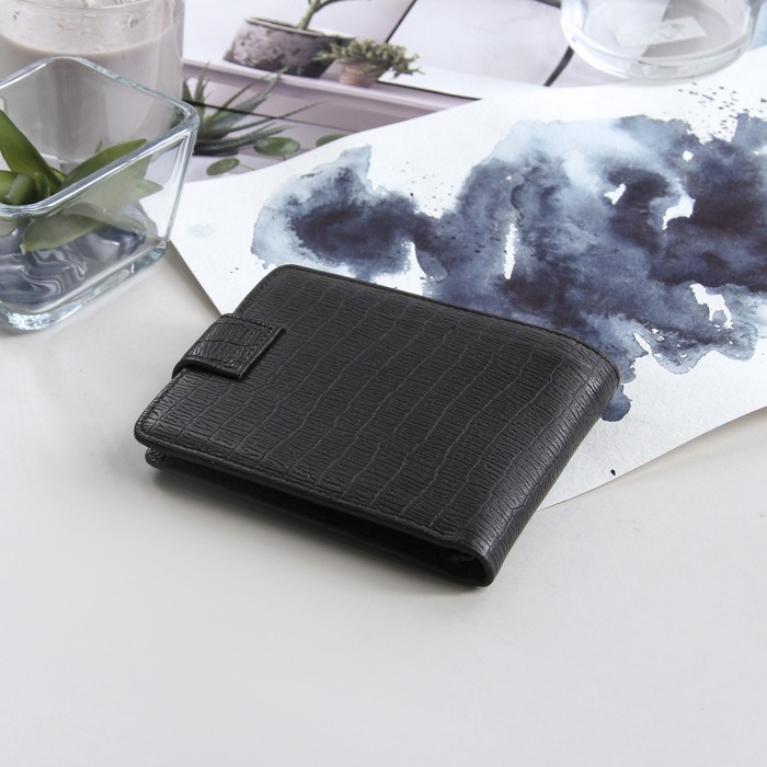 Кошелёк мужской "Карл", 3 отдела, отдел для кредиток, цвет чёрный