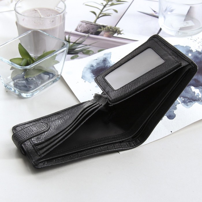 Кошелёк мужской "Карл", 3 отдела, отдел для кредиток, цвет чёрный