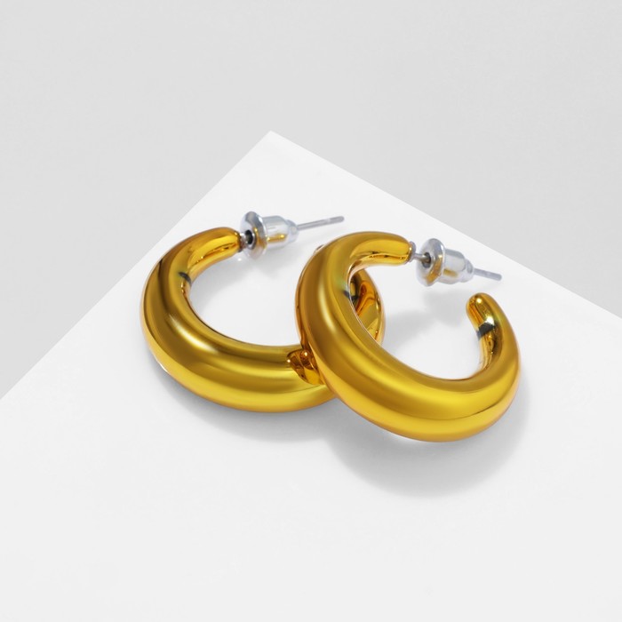 Серьги-кольца «Линия» объемная, цвет золото, d=2,5 см