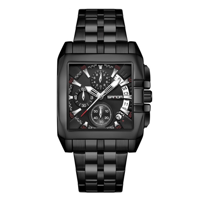 

Часы наручные, d-4.5 см, календарь, хронограф, водонепроницаемые, светящиеся, черные