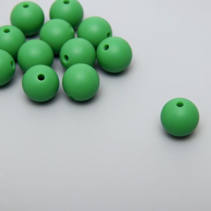 Бусина силикон Круглая зелёная d=1,2 см
