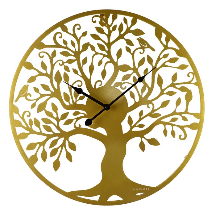 цена Часы настенные из металла Дерево жизни , d-50 см, золото