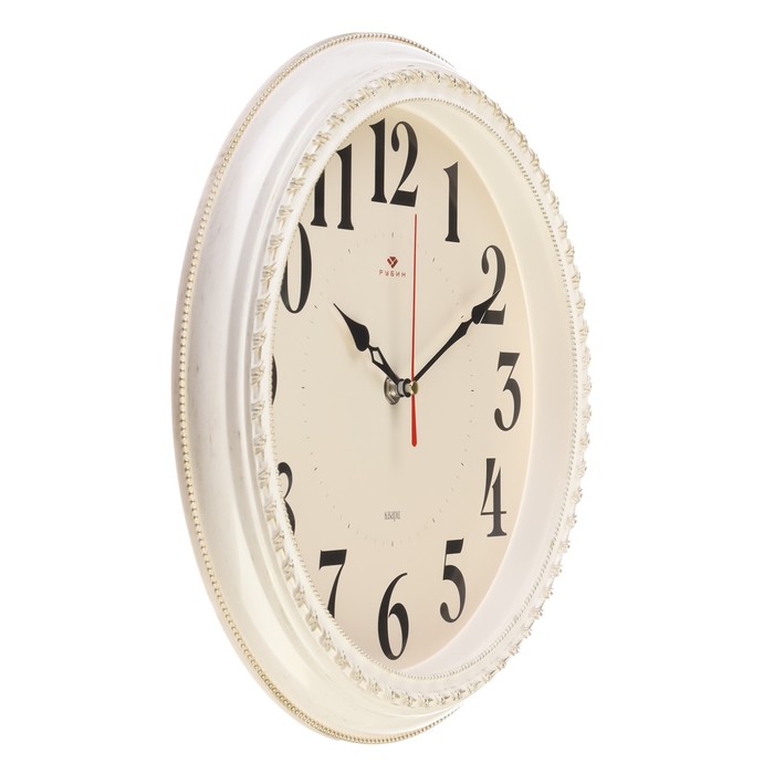 фото Часы настенные, интерьерные, d-28.5 см, бесшумные, корпус белый с золотом рубин