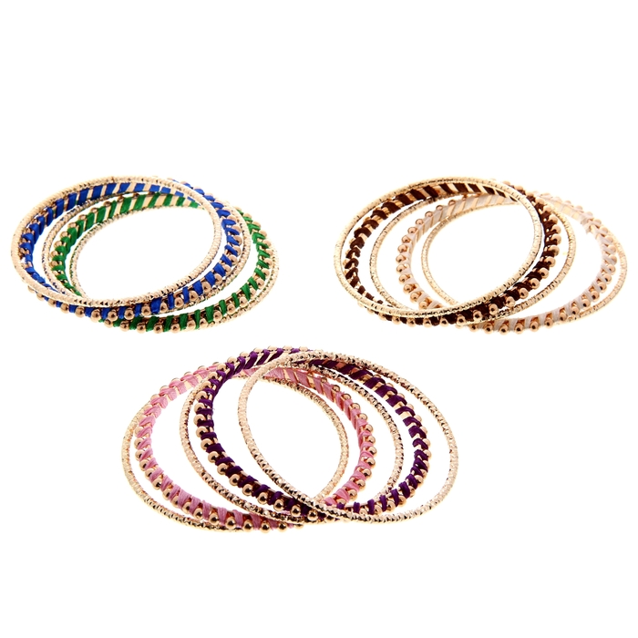 Браслет-кольца 5 колец "Бусины в переплетении", цвет МИКС