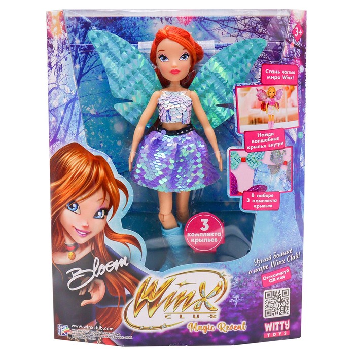 цена Шарнирная кукла Winx Club Magic reveal «Блум», с крыльями, 24 см