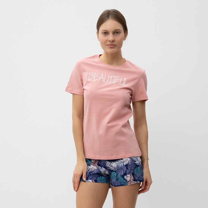Комплект домашний женский (футболка,шорты), цвет розовый, размер 50 комплект домашний женский футболка шорты цвет розовый размер 50