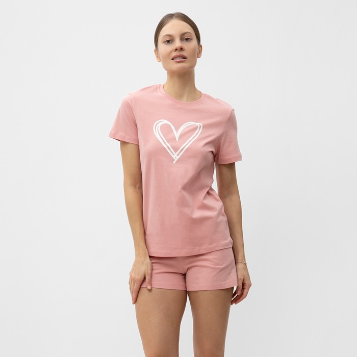 Комплект домашний женский (футболка,шорты), цвет розовый, размер 50 комплект женский домашний майка шорты цвет розовый размер 50
