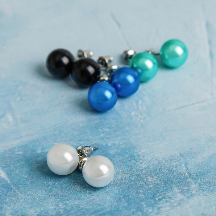 Серьги с жемчугом "Шарики" классика, цвет МИКС
