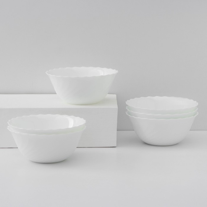 Набор салатников Luminarc Trianon, d=18 см, стеклокерамика, 6 шт, цвет белый набор суповых тарелок luminarc trianon d 23 см стеклокерамика 6 шт