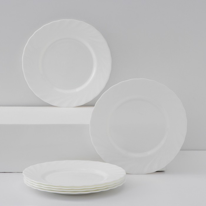Набор десертных тарелок Luminarc Trianon, d=20 см, стеклокерамика, 6 шт, цвет белый набор суповых тарелок luminarc trianon d 23 см стеклокерамика 6 шт