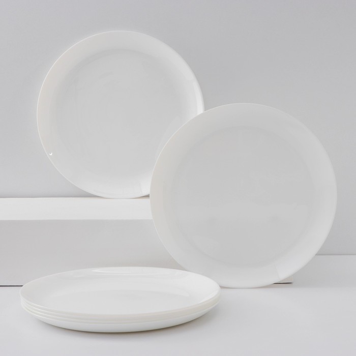 Набор обеденных тарелок Luminarc Diwali, d=27 см, стеклокерамика, 6 шт, цвет белый набор суповых тарелок luminarc diwali 780 мл d 20 см стеклокерамика 6 шт цвет белый