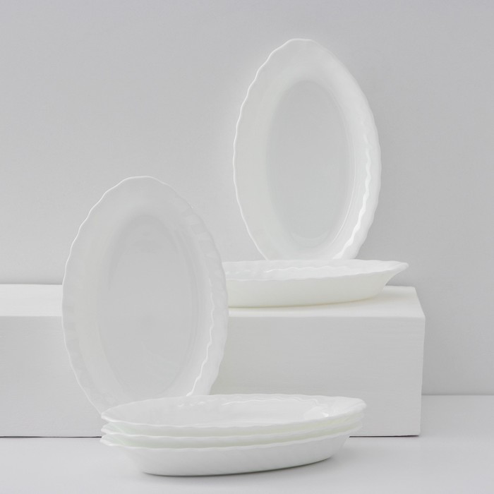 Набор овальных тарелок Luminarc Trianon, d=22 см, стеклокерамика, 6 шт, цвет белый набор суповых тарелок luminarc trianon d 23 см стеклокерамика 6 шт