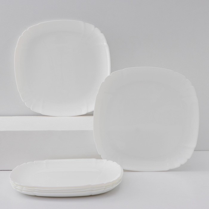 Набор подстановочных тарелок Luminarc Lotusia, d=25,5 см, стеклокерамика, 6 шт, цвет белый набор тарелок подстановочных 27 см