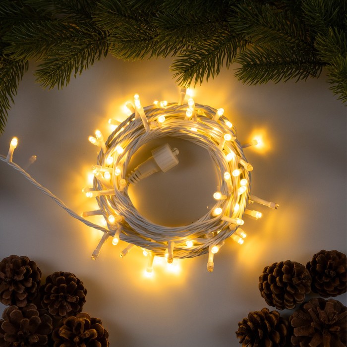 

Гирлянда «Нить» 10 м, IP44, УМС, белая нить, 100 LED, свечение тёплое белое, мерцание всех светодиодов, 24 В