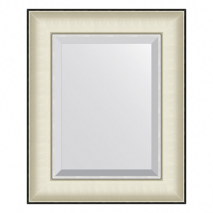 Зеркало Evoform в багетной раме, с фацетом, 78 мм, 44х54 см, цвет белая кожа с хромом зеркало evoform в багетной раме с фацетом 78 мм 114х174 см цвет белая кожа с хромом