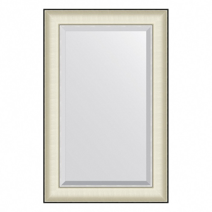 Зеркало Evoform в багетной раме, с фацетом, 78 мм, 54х84 см, цвет белая кожа с хромом зеркало evoform в багетной раме с фацетом 78 мм 114х174 см цвет белая кожа с хромом