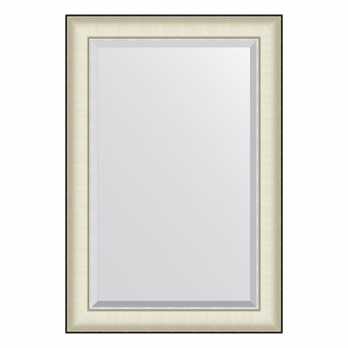 Зеркало Evoform в багетной раме, с фацетом, 78 мм, 64х94 см, цвет белая кожа с хромом зеркало с фацетом в багетной раме evoform белая кожа с хромом 78 мм 64х94 см