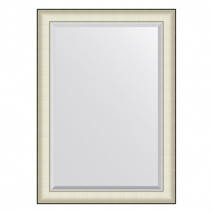 Зеркало Evoform в багетной раме, с фацетом, 78 мм, 74х104 см, цвет белая кожа с хромом зеркало evoform в багетной раме с фацетом 78 мм 114х174 см цвет белая кожа с хромом