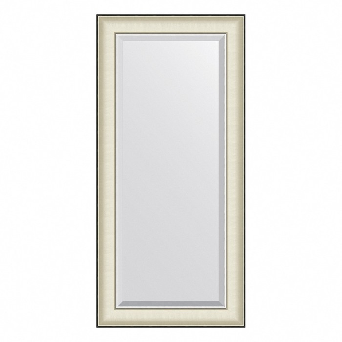 Зеркало Evoform в багетной раме, с фацетом, 78 мм, 54х114 см, цвет белая кожа с хромом зеркало evoform в багетной раме с фацетом 78 мм 114х174 см цвет белая кожа с хромом