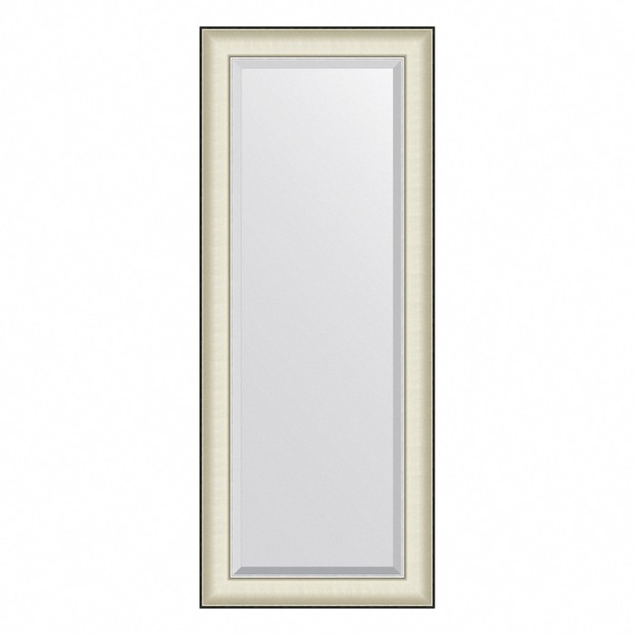 Зеркало Evoform в багетной раме, с фацетом, 78 мм, 54х134 см, цвет белая кожа с хромом зеркало evoform в багетной раме с фацетом 78 мм 114х174 см цвет белая кожа с хромом