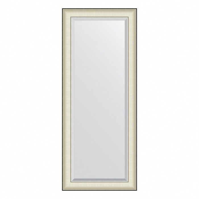 Зеркало Evoform в багетной раме, с фацетом, 78 мм, 59х144 см, цвет белая кожа с хромом зеркало evoform в багетной раме с фацетом 78 мм 114х174 см цвет белая кожа с хромом